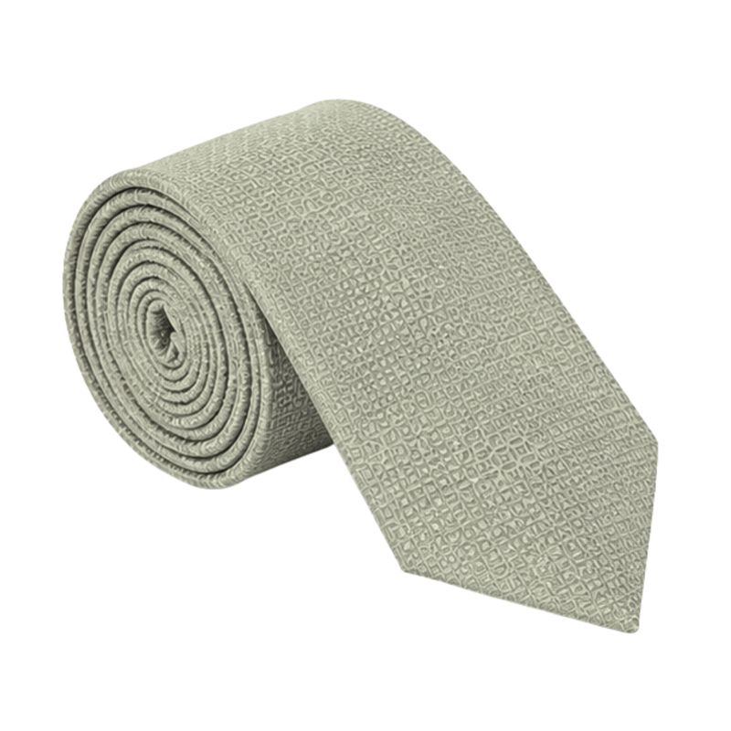 Emporio Armani Silk Silver Cream Geometric 3in Tie Made In Italy